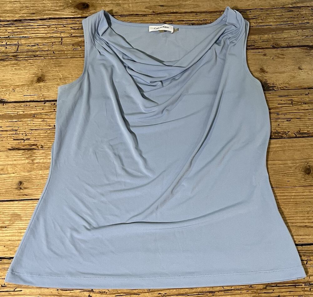 Calvin Klein Women’s Size M Blue Drape-neck Blouse